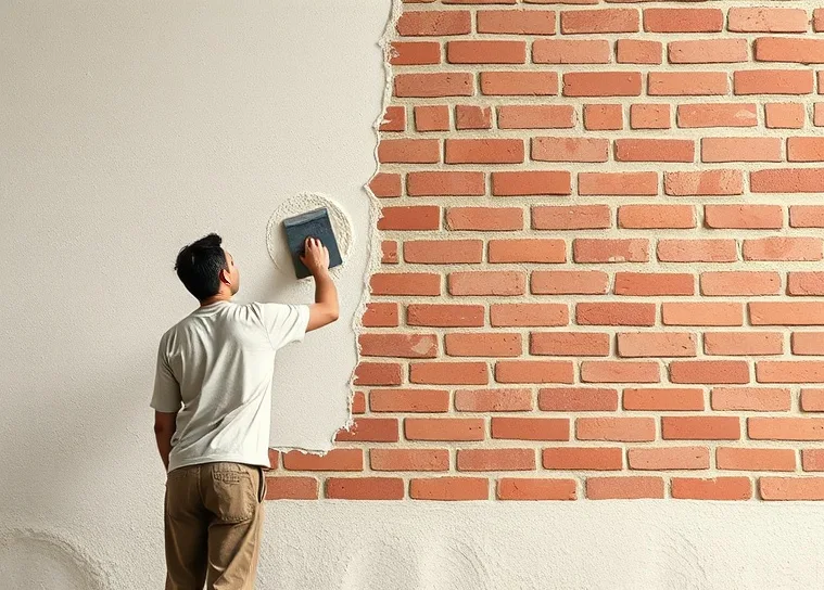 Application d'un enduit décoratif à la lisseuse sur un mur
