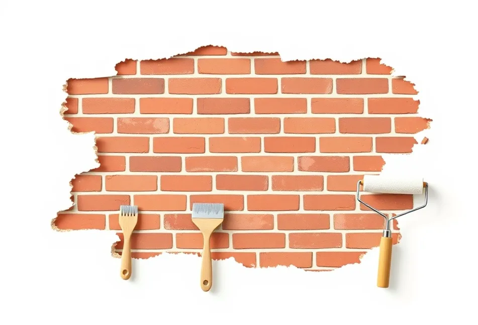 Outils de peinture disposés dans l'ordre des étapes du chantier