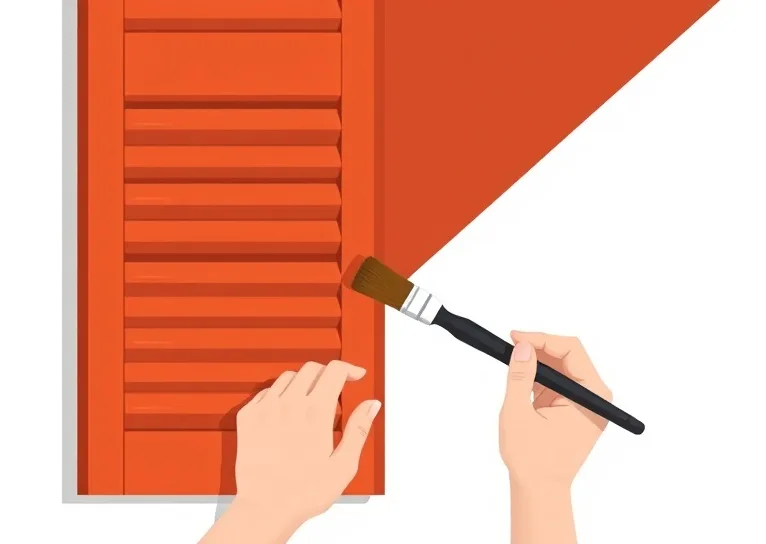 Mise en peinture au pinceau de volets et d'encadrements en bois